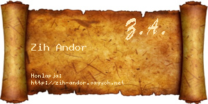Zih Andor névjegykártya